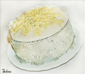 Фото рецепта «Новогоднее пирожное Снежинка »