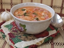 Пошаговое фото рецепта «Томатный суп с лапшой и ветчиной»