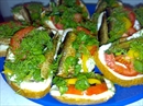 Пошаговое фото рецепта «Радужные закусочные бутерброды»