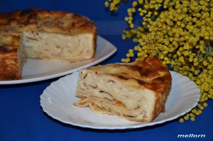 Фото рецепта «Блинный пирог с джемом и творожно-сметанным суфле»